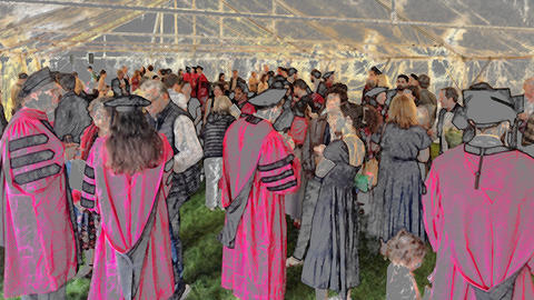rendering of econ commencement celebration