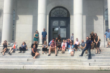 Department Staff Sitting on Steps of Littauer Center